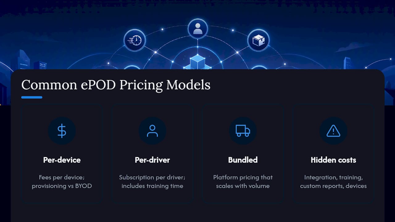 Comparison of electronic proof of delivery pricing models and cost factors for delivery operations