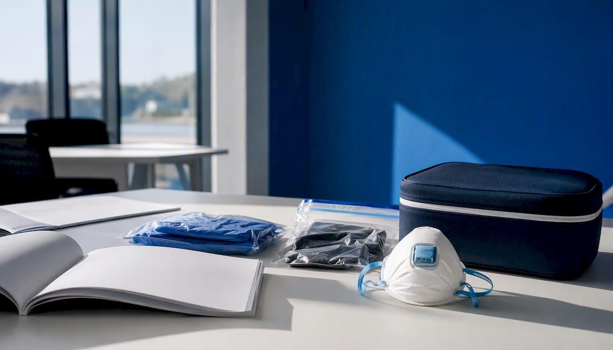 Medical courier training materials and personal protective equipment